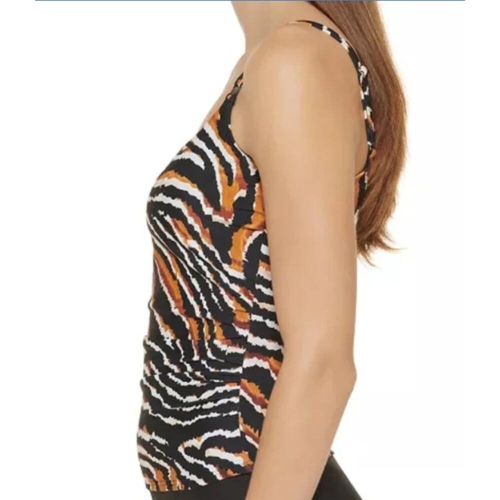 DKNY Black Tiger Print Tankini Swim Top Size Small - Picture 5 of 11